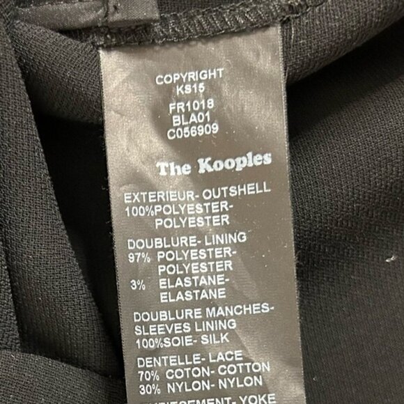 The Kooples Robe Lace & Leather Mini Dress Crepe Cap sleeve Black Size XS - Picture 14 of 16